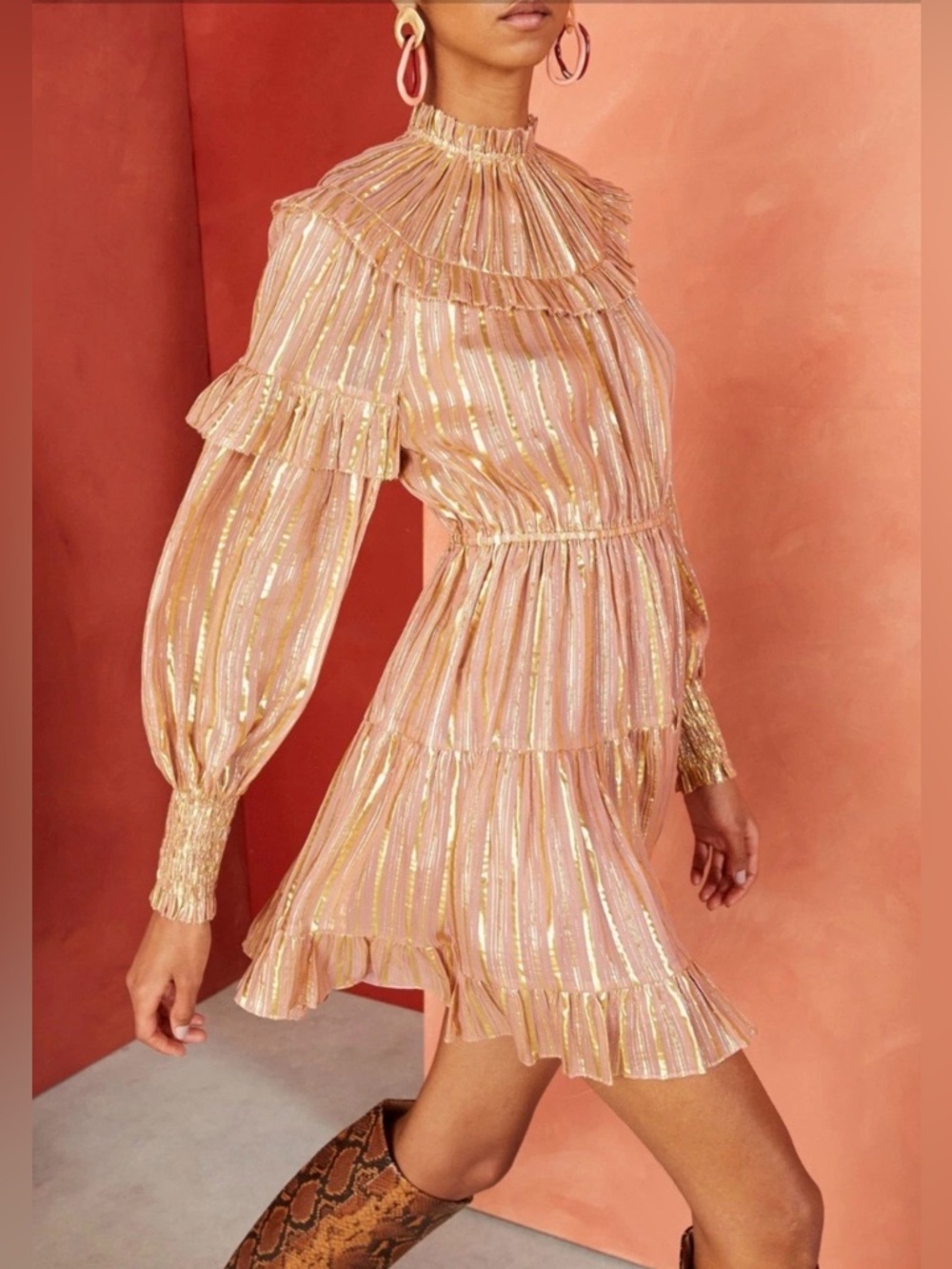 Ulla Johnson New Averil Metallic Silk Dress In Rose Pink Size 0 $631.00